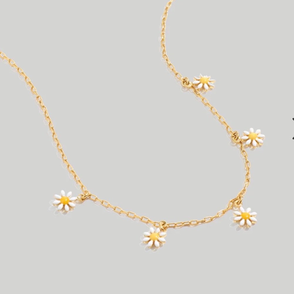 (34)Enamel Daisy Charm Choker Necklace🔥NO Offer item🔥🔥
